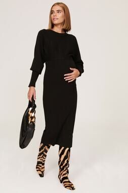 Ripe Sloane Black Knit Long Sleeve Crewneck Sweater Midi Dress Maternity Large